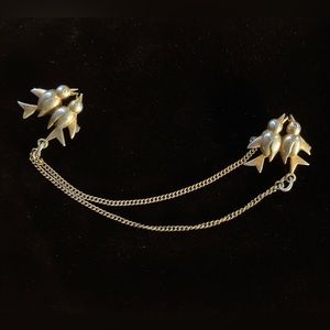 1960’s vintage sweater pin metal bluebirds